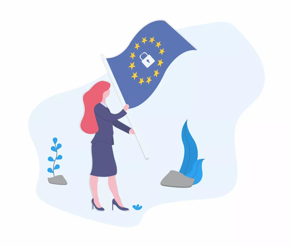 Woman holding EU flag